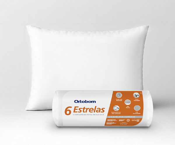 Travesseiro Seis Estrelas Enrolado Premium Ortobom 70x50cm