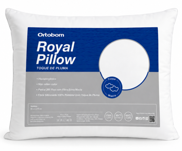 Travesseiro Ortobom Royal Pillow Toque De Pluma Macio 50x70cm