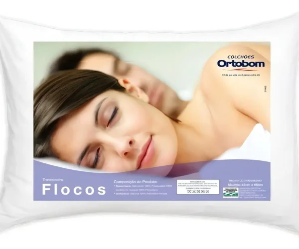 Travesseiro Flocos Ortobom Suporte Médio 60x40